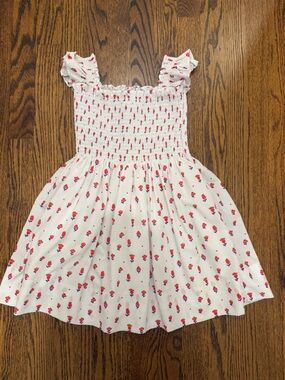 Eliza J White Dress with Red and Blue Floral Print